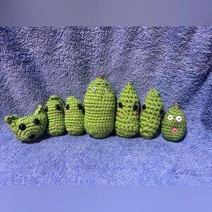 Handmade Crochet Vegetable Plush Bundle Amigurumi Green Set 7 Pc